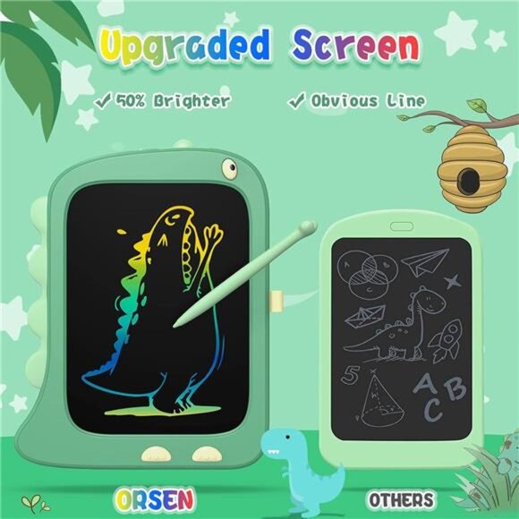 8.5 Inch LCD Doodle Board Tablet Toy - Green Dinosaur Drawing Pad for Kids - Picture 3 of 7